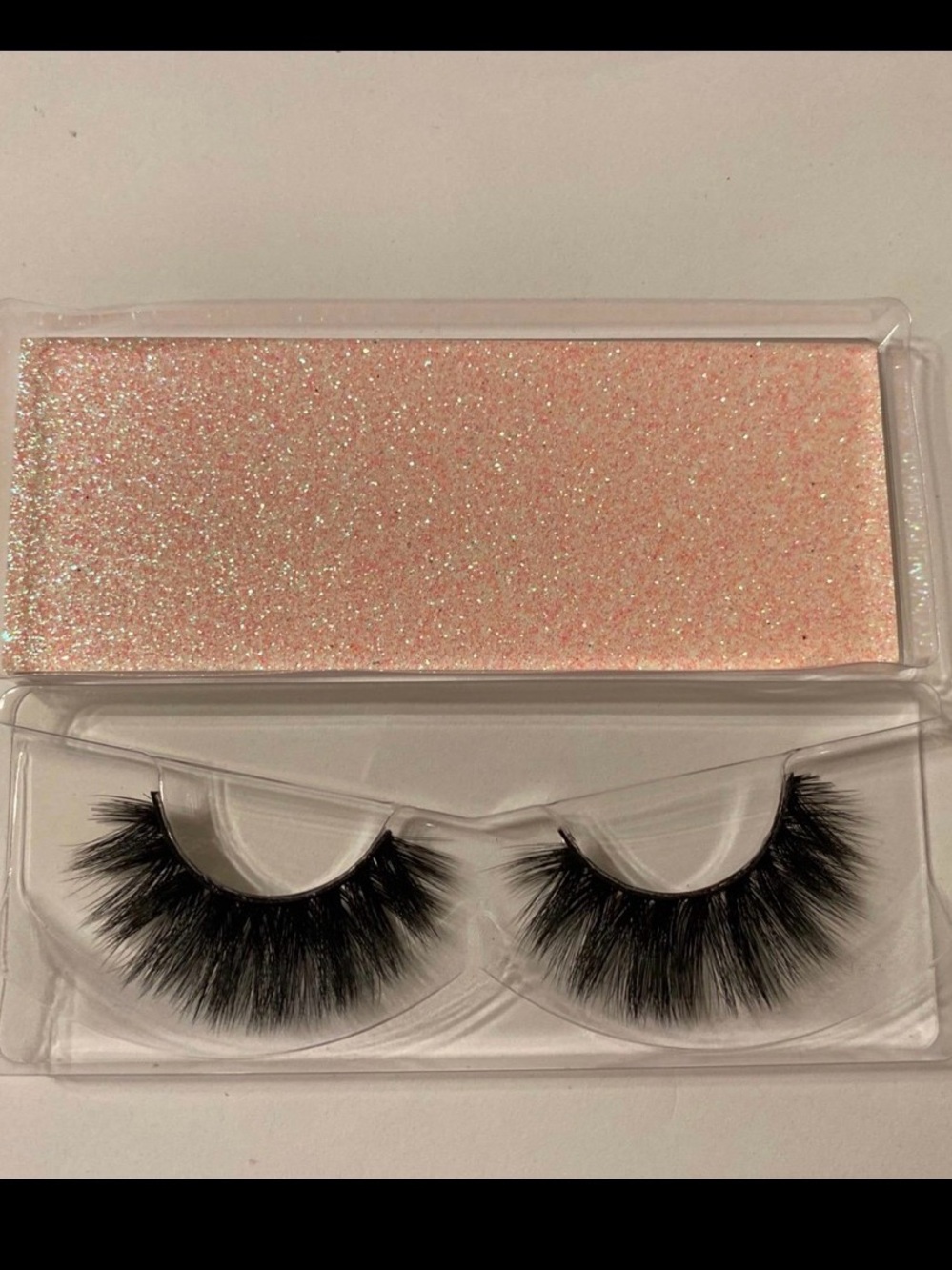 2x PAIRS False Eyelash Duo with Pink Glitter Case - Black Lashes